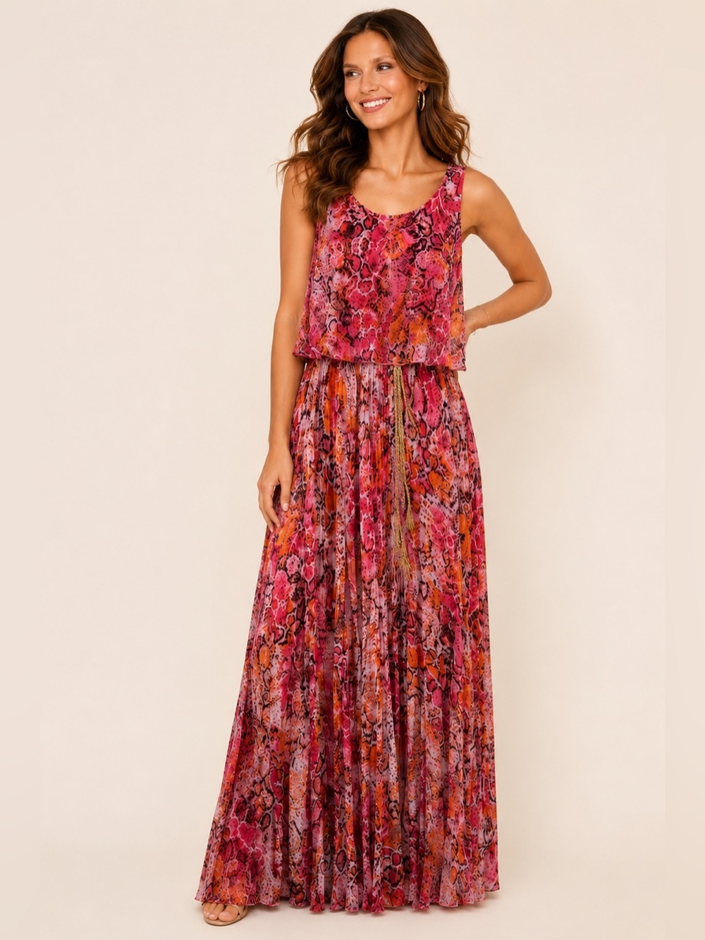 Calvin Klein Printed Maxi Dress | Boho Resort Vacation Dress